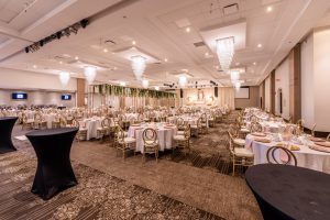 Reception center aisle gates to stage view 2